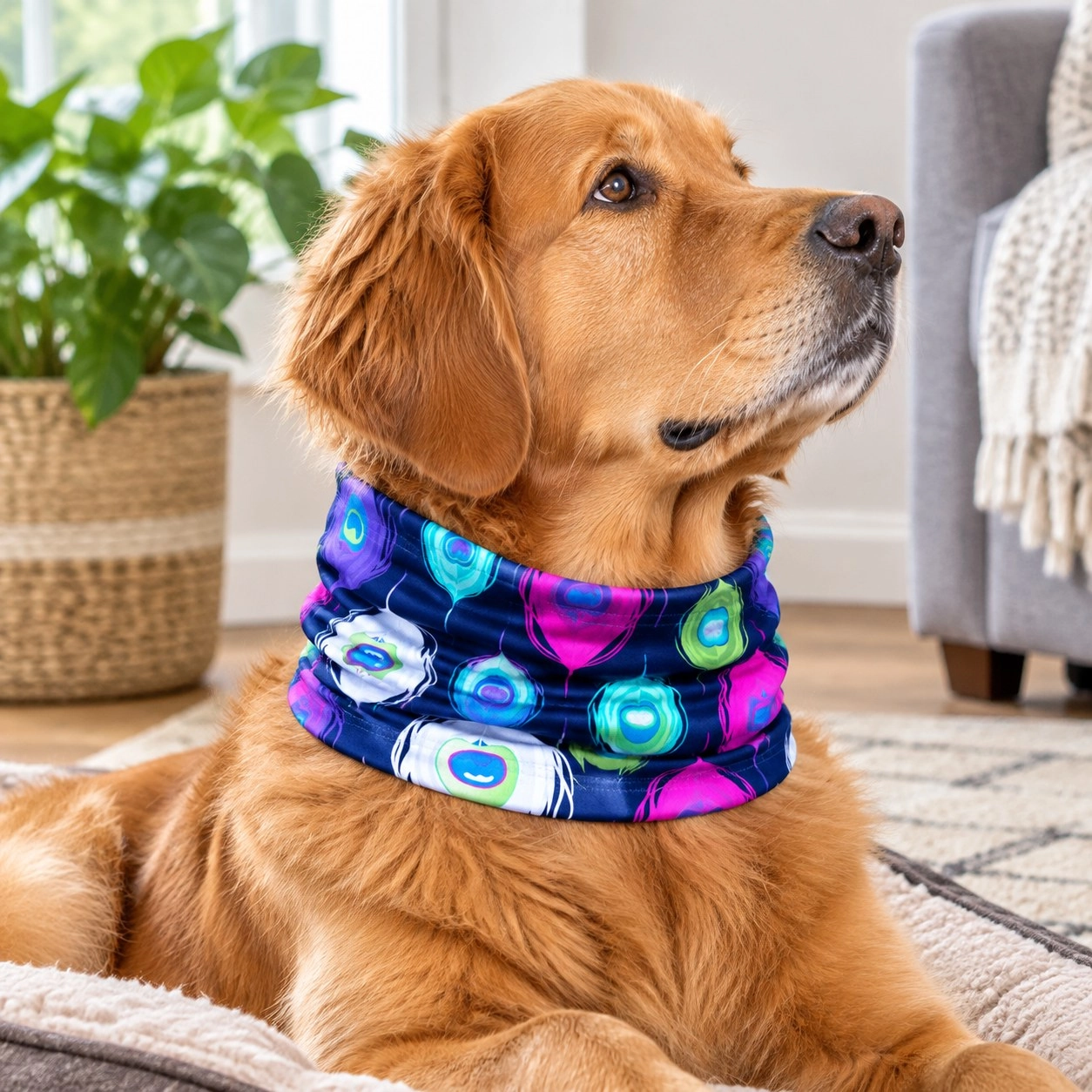 Pup Scruffs Peacock Splash tour de cou pour chien — Vêtements pour chiens