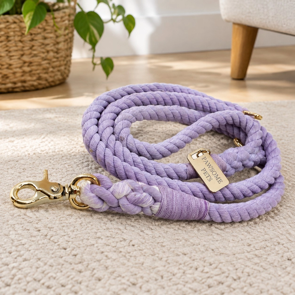 Pawsome Pets New York Laisse en corde - Lavande — Colliers, laisses et harnais