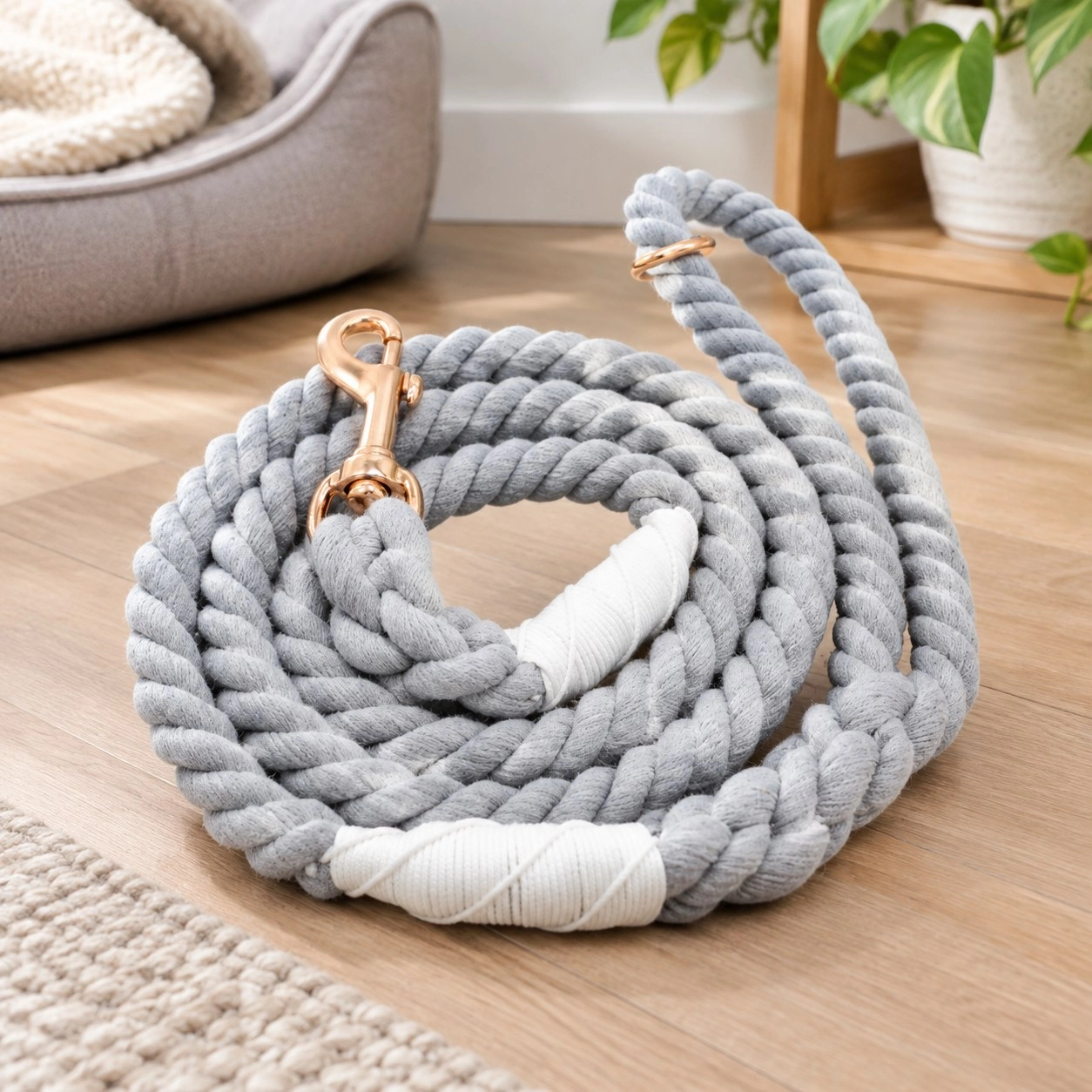Pawsome Pets New York Laisse en corde - Light grey — Colliers, laisses et harnais