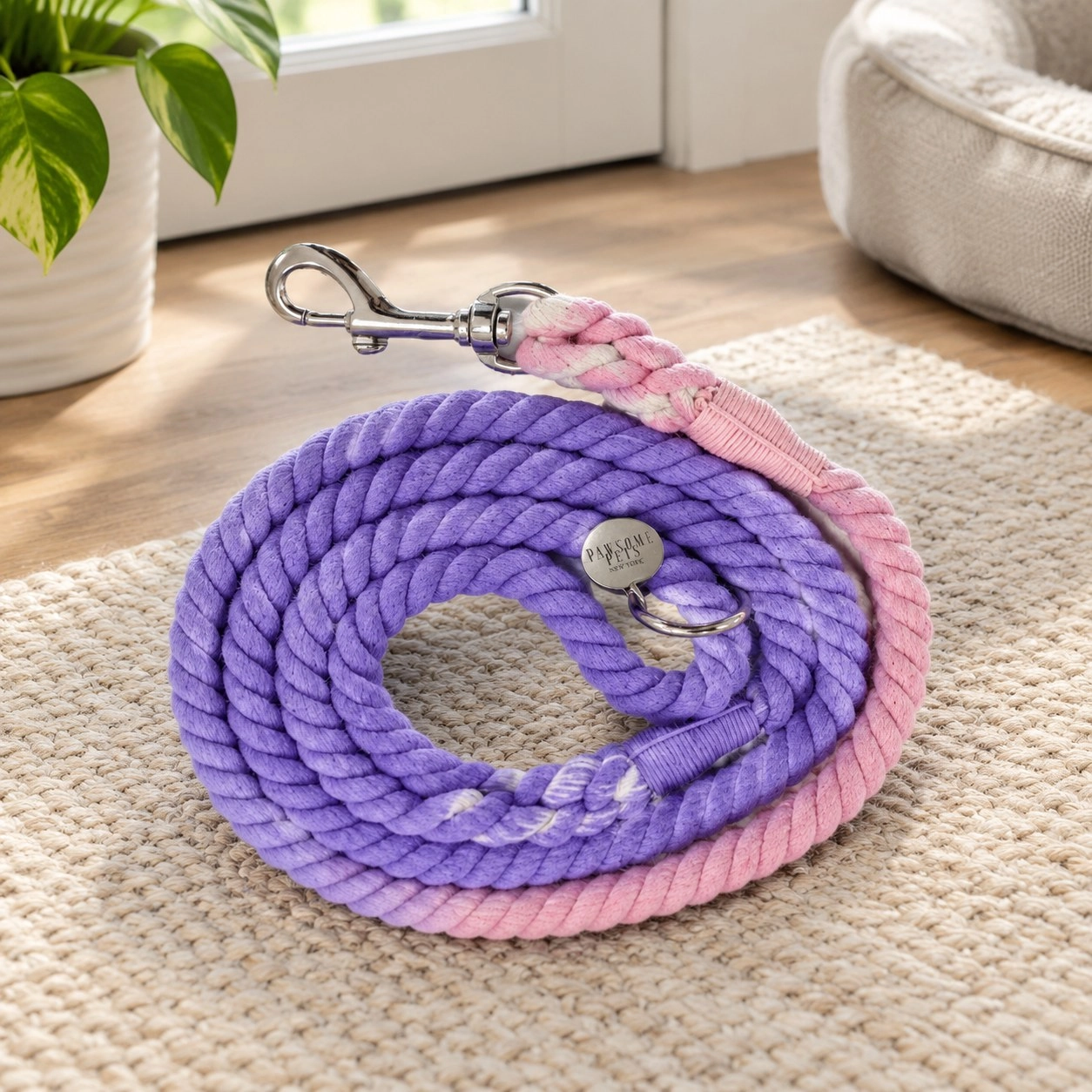Pawsome Pets New York Laisse en corde - Lilas rose — Colliers, laisses et harnais