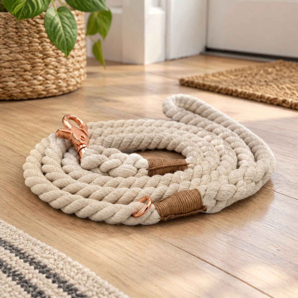 Pawsome Pets New York Laisse en corde - Natural — Colliers, laisses et harnais
