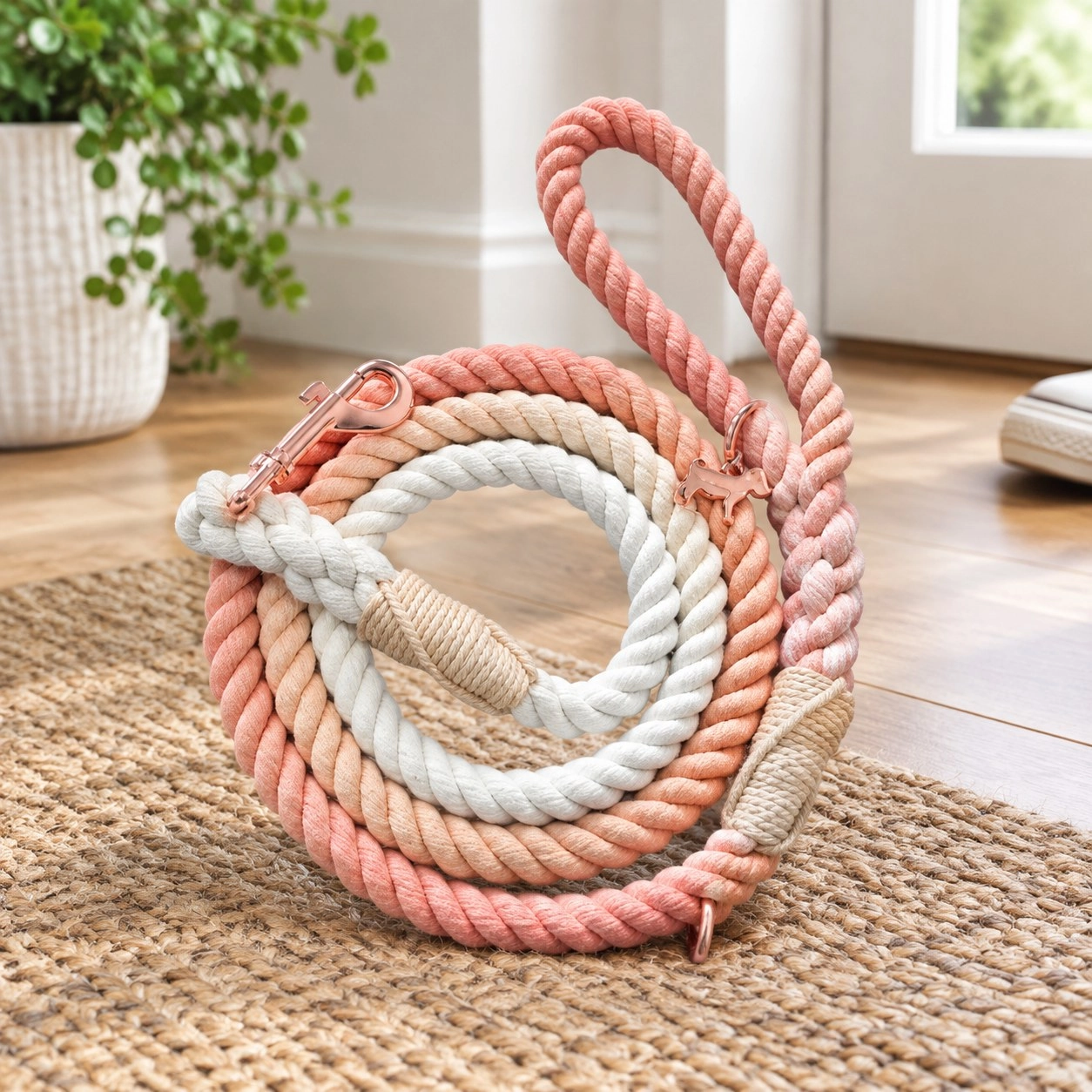 Pawsome Pets New York Laisse en corde - Ombre coral — Colliers, laisses et harnais