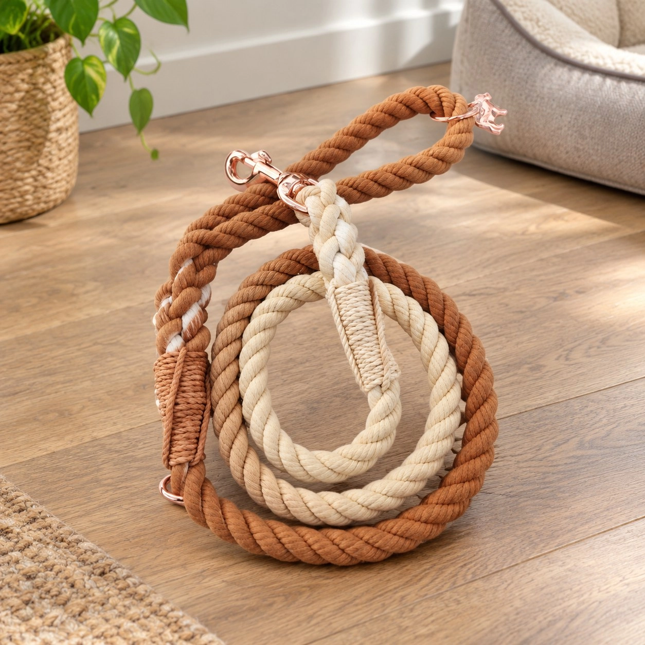 Pawsome Pets New York Laisse en corde - Ombre light brown — Colliers, laisses et harnais