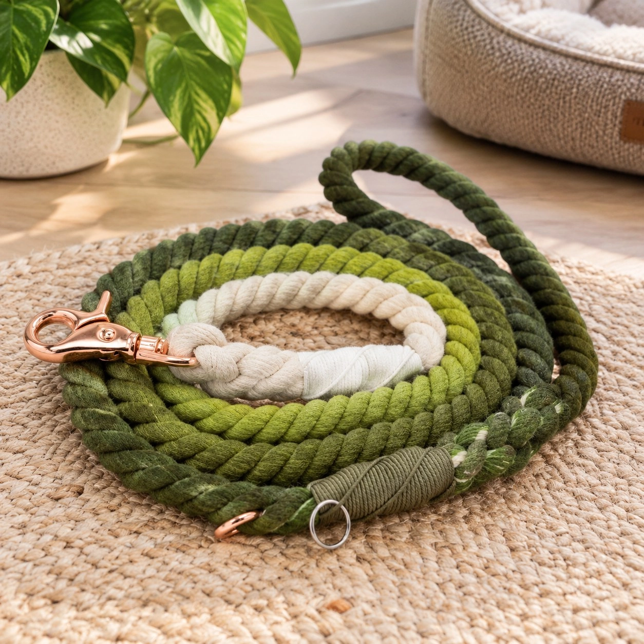 Pawsome Pets New York Laisse en corde - Ombre olive — Colliers, laisses et harnais