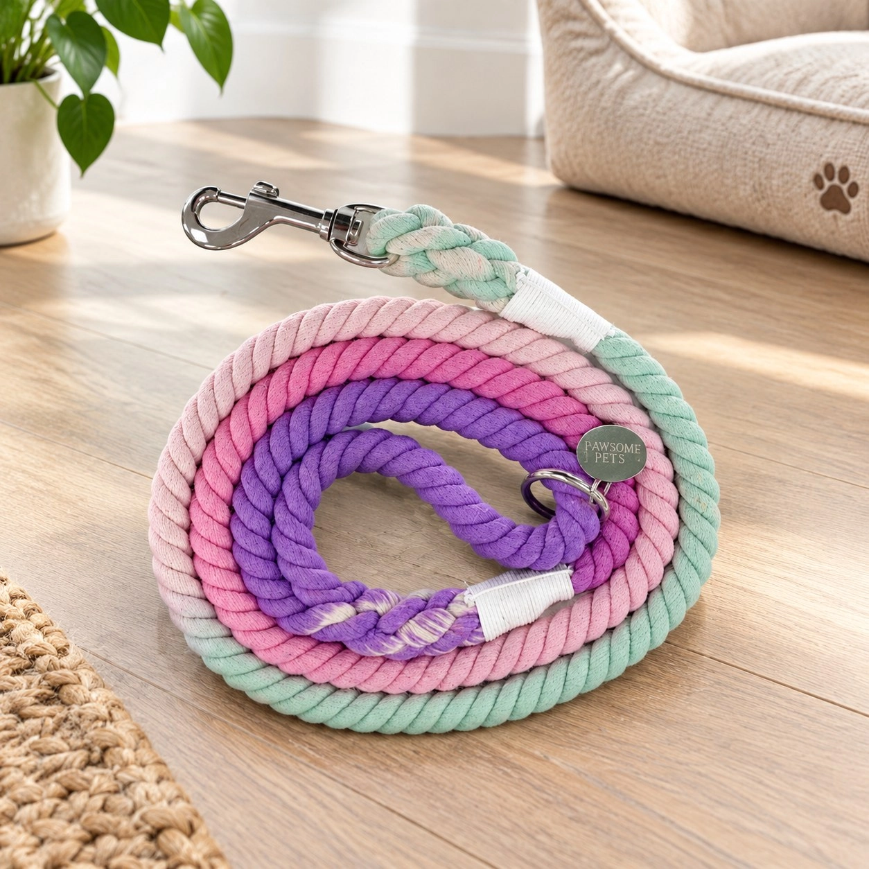 Pawsome Pets New York Laisse en corde - Ombre rose violet — Colliers, laisses et harnais