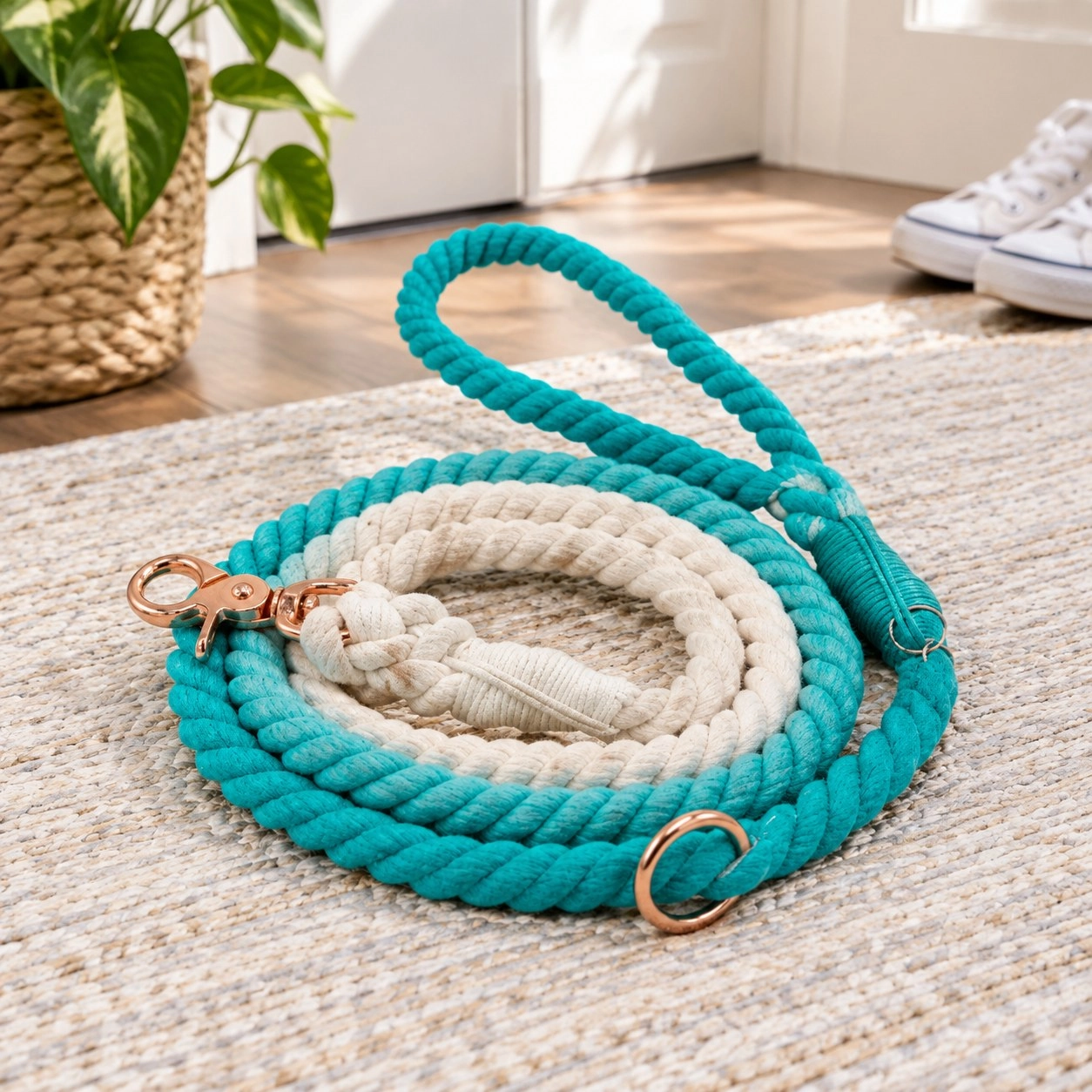 Pawsome Pets New York Laisse en corde - Ombre teal — Colliers, laisses et harnais
