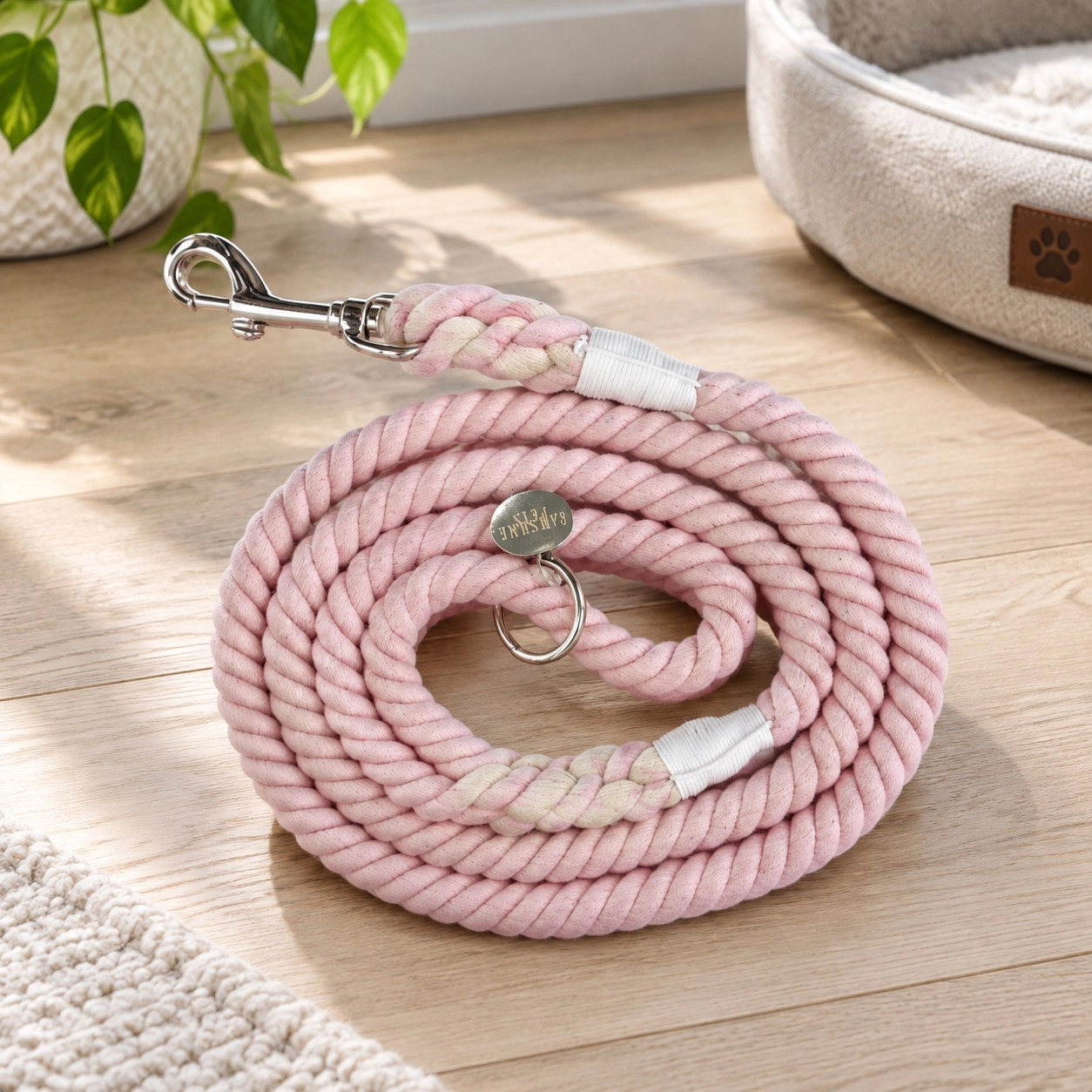 Pawsome Pets New York Laisse en corde - Rose argenté — Colliers, laisses et harnais