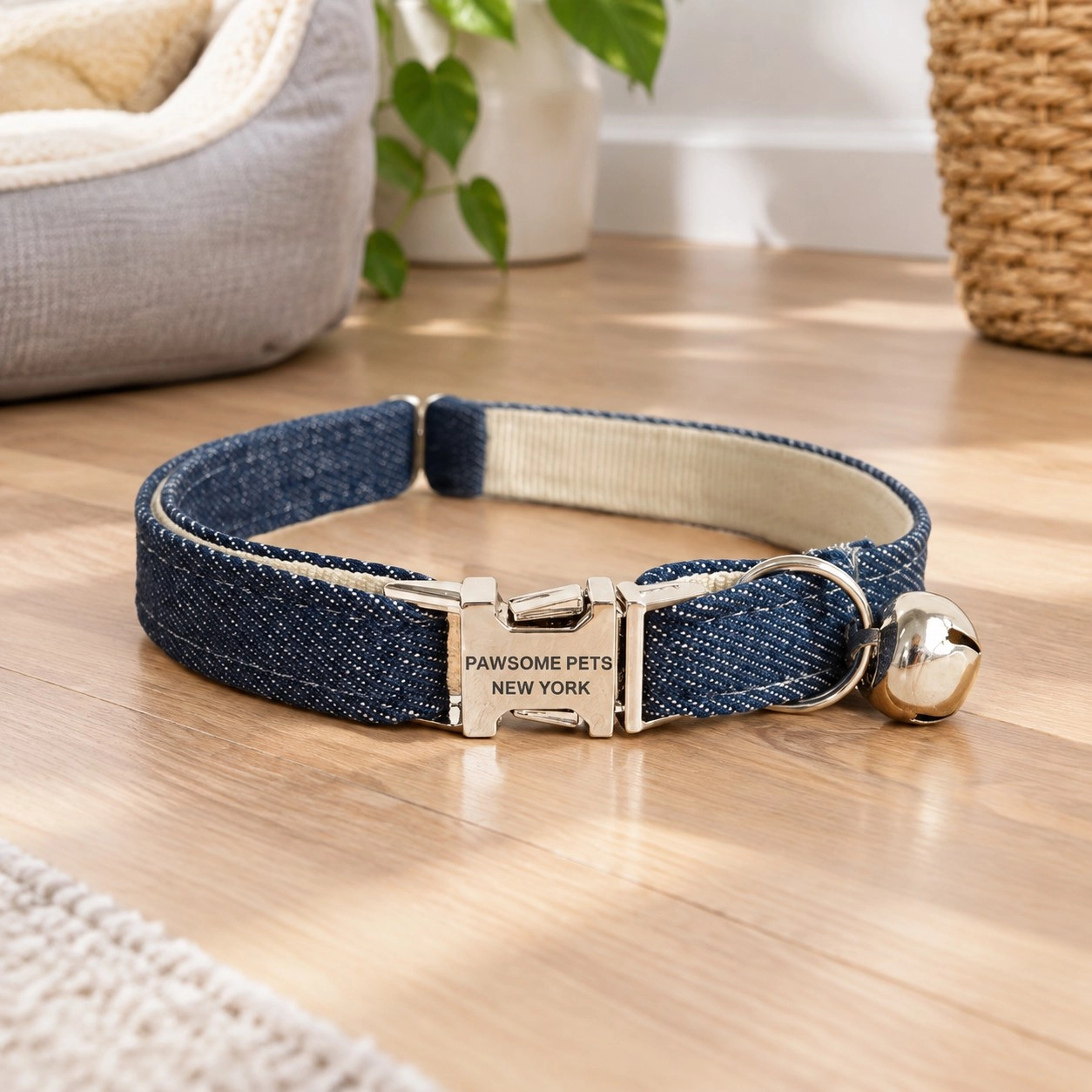 Pawsome Pets New York Collier pour petit chien & chat - Dark blue jeans