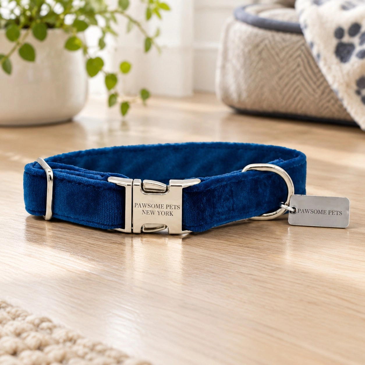 Pawsome Pets New York Collier pour petit chien & chat - Dark blue velvet