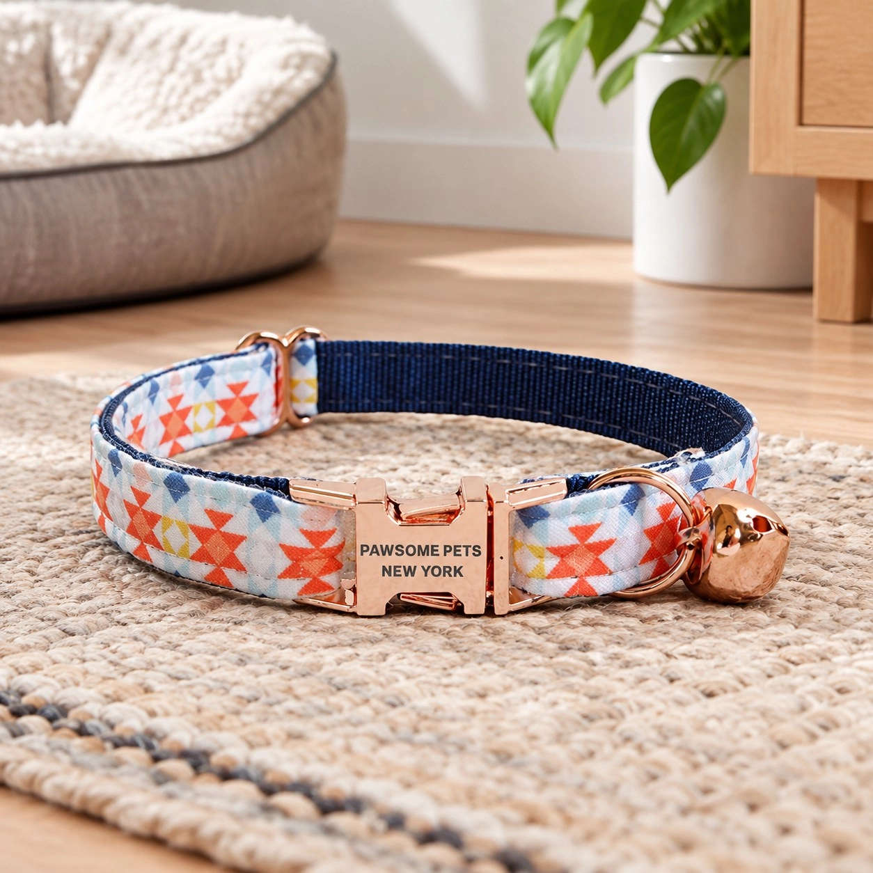 Pawsome Pets New York Collier pour petit chien & chat - Dark blue with orange