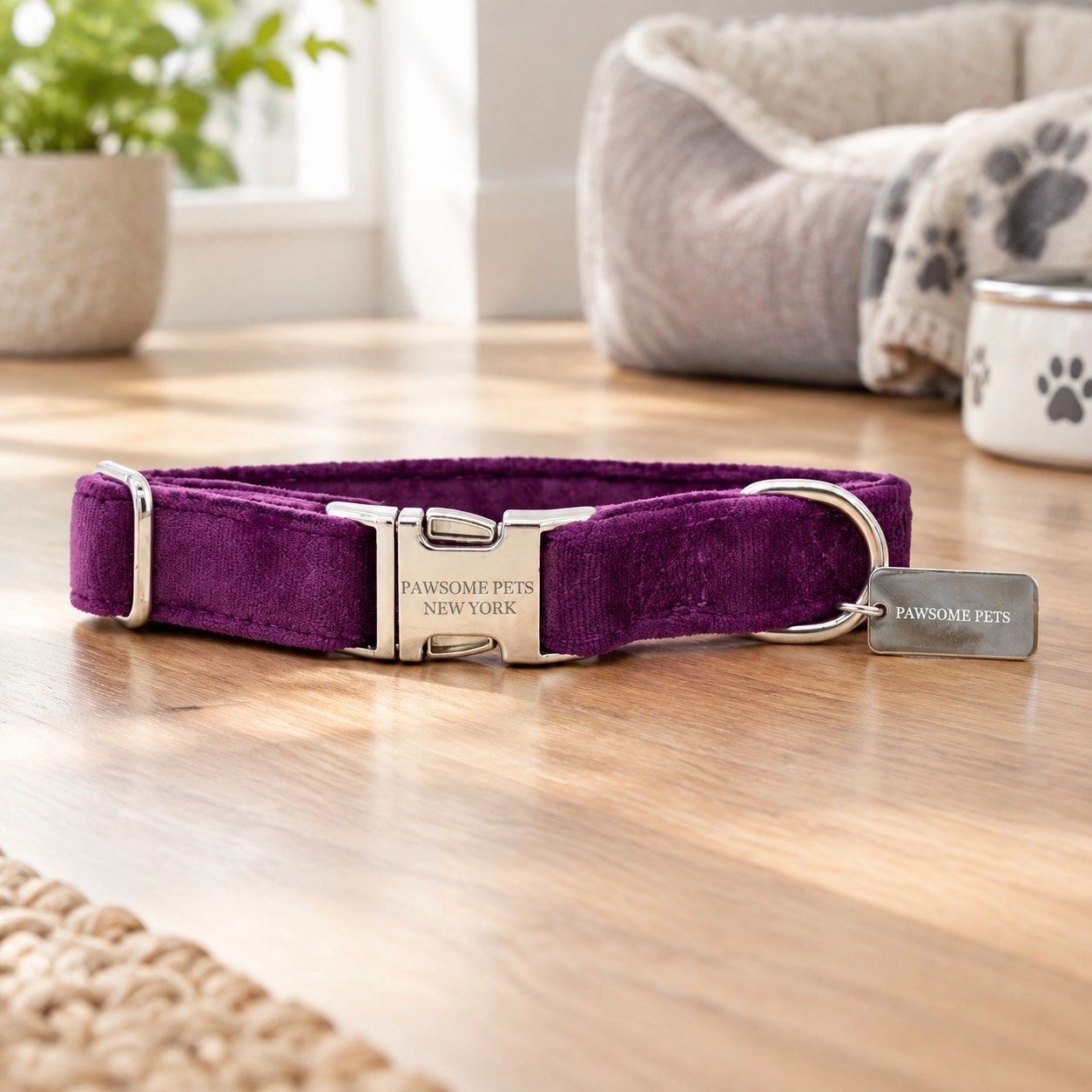 Pawsome Pets New York Collier pour petit chien & chat - Dark purple velvet