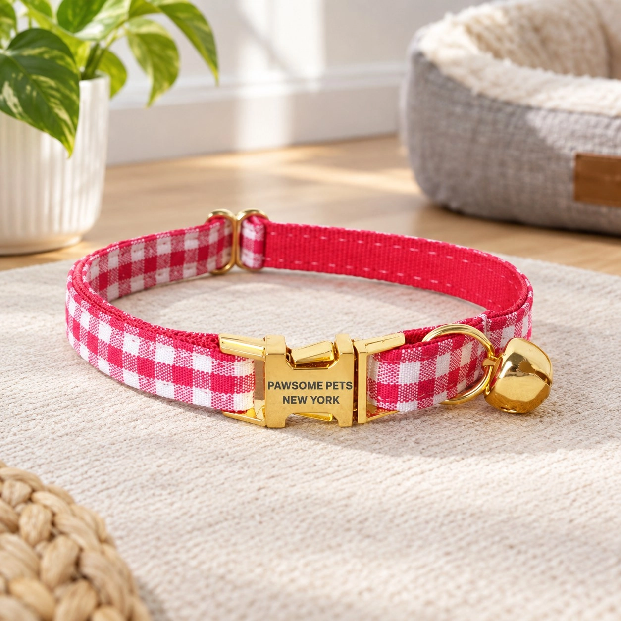 Pawsome Pets New York Collier pour petit chien et chat - Rayure vermillon français