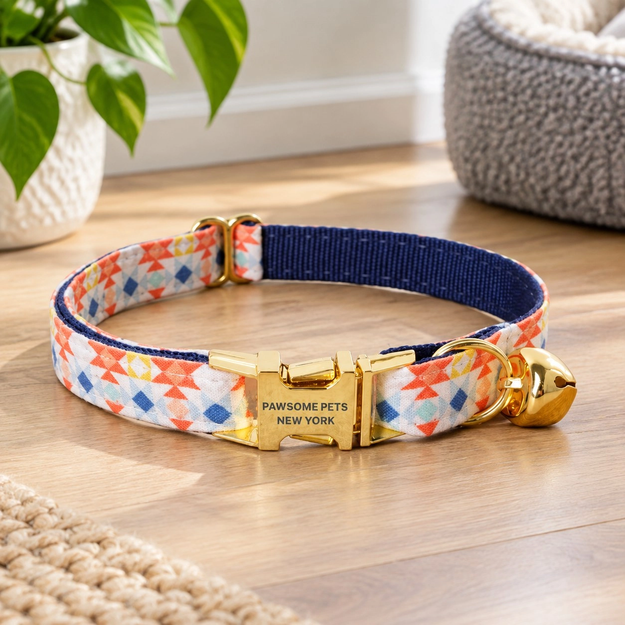 Pawsome Pets New York Collier pour petit chien et chat - Gamboge avec bleu