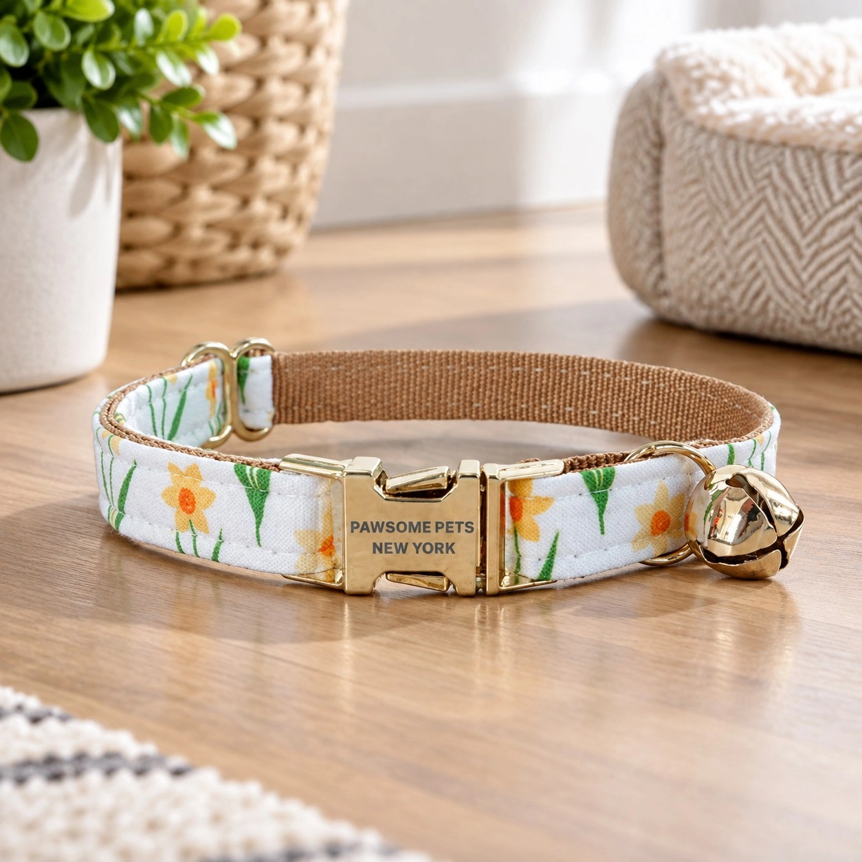 Pawsome Pets New York Collier pour petit chien et chat - Fleurs kaki