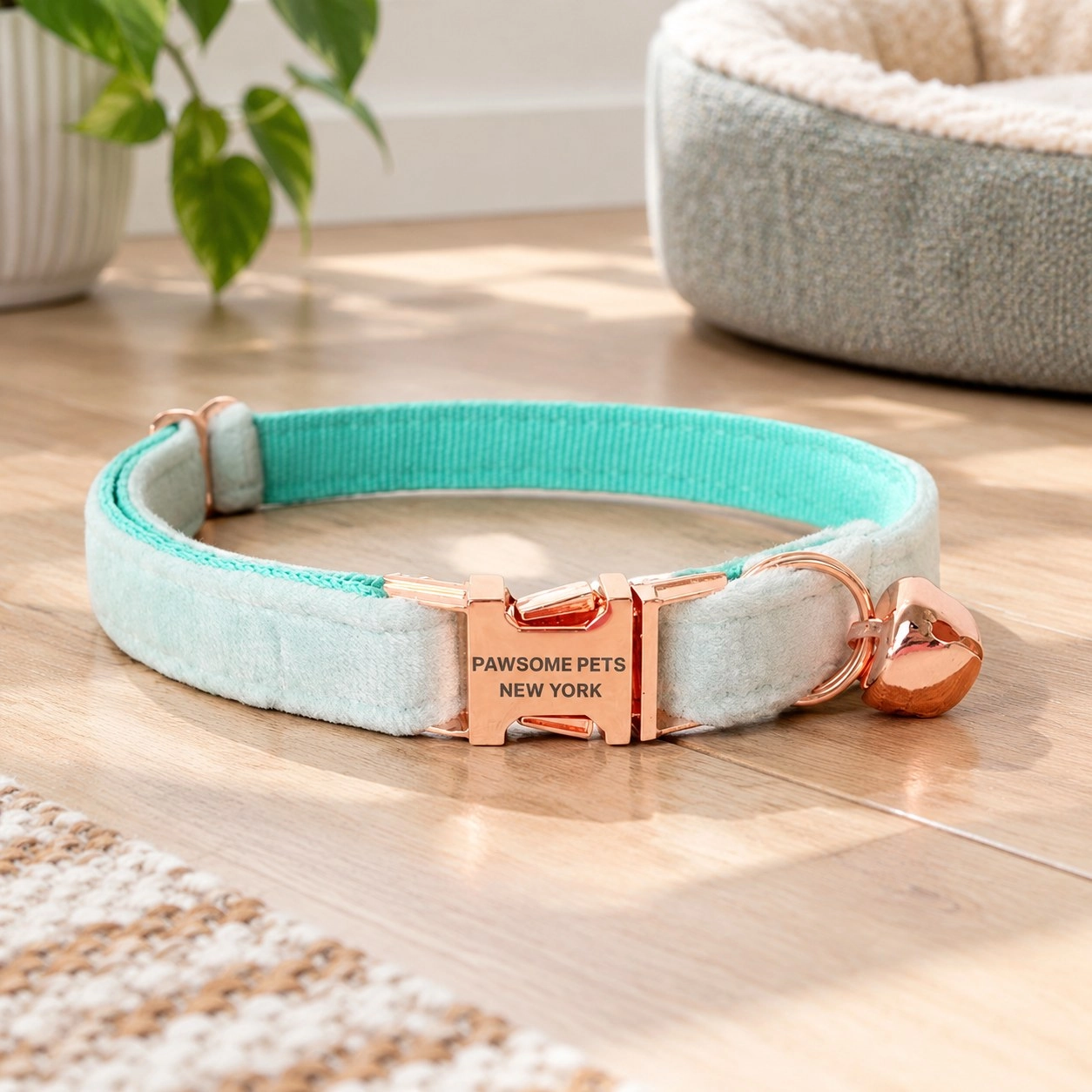 Pawsome Pets New York Collier pour petit chien et chat - Guimauve vert menthe