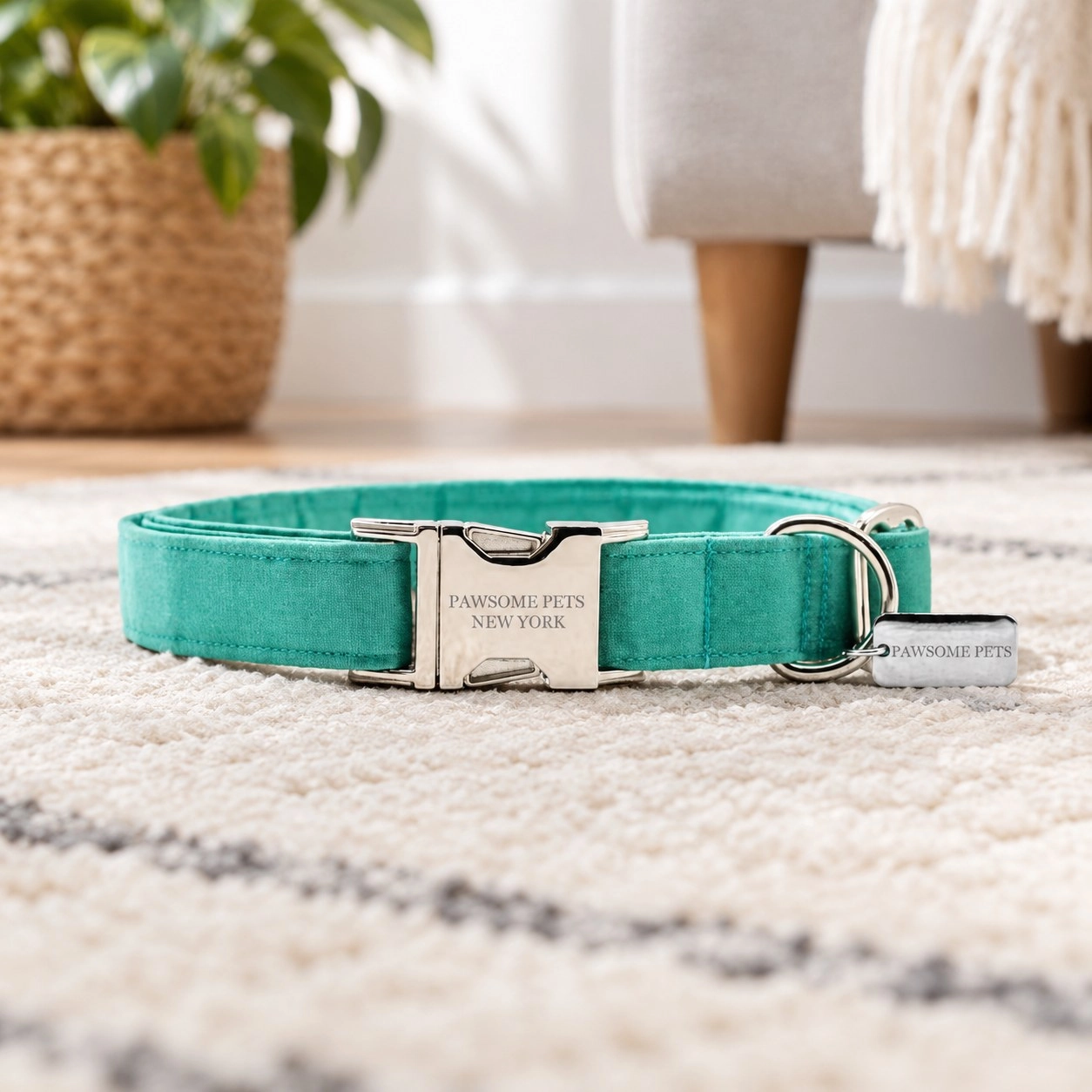 Pawsome Pets New York Collier pour petit chien et chat - Velours vert menthe