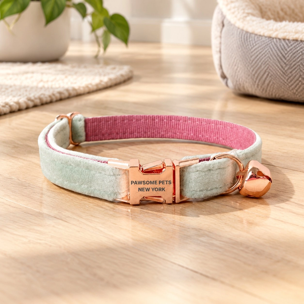 Pawsome Pets New York Collier pour petit chien et chat - Vert pois avec rose