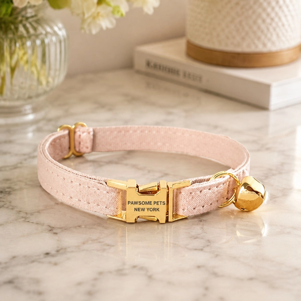Pawsome Pets New York Petit collier pour chien & chat - Blanc rosé