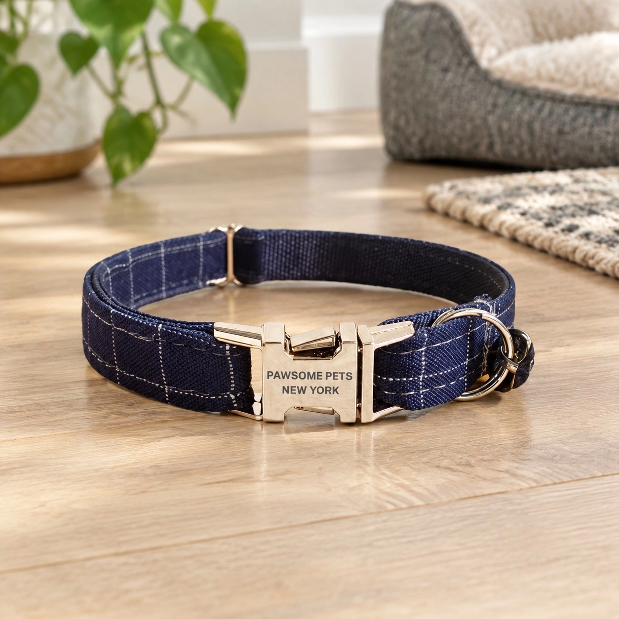 Pawsome Pets New York Petit collier pour chien & chat - Rayure bleu violacé