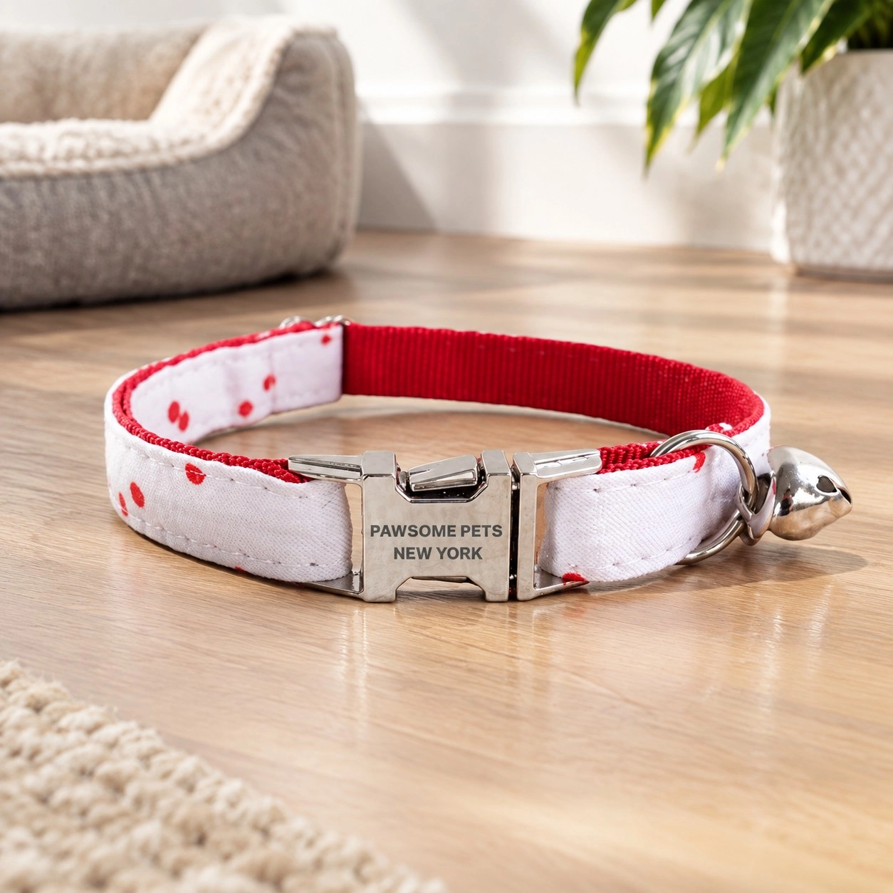 Pawsome Pets New York Petit collier pour chien & chat - Pois rouge