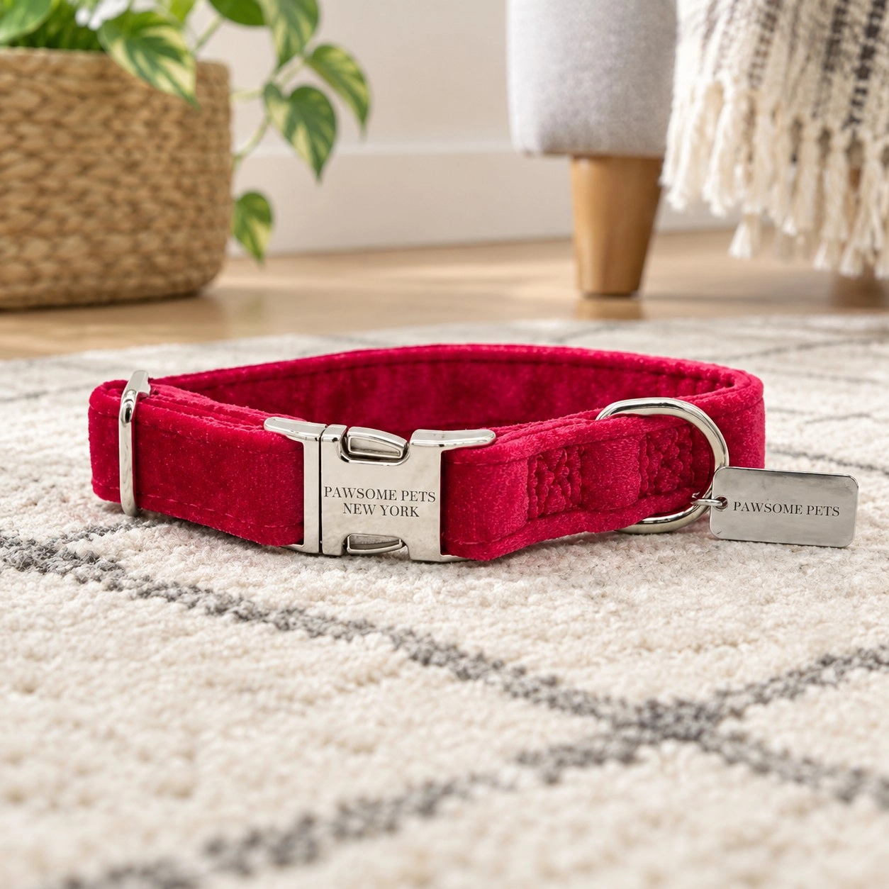 Pawsome Pets New York Petit collier pour chien & chat - Velours rouge