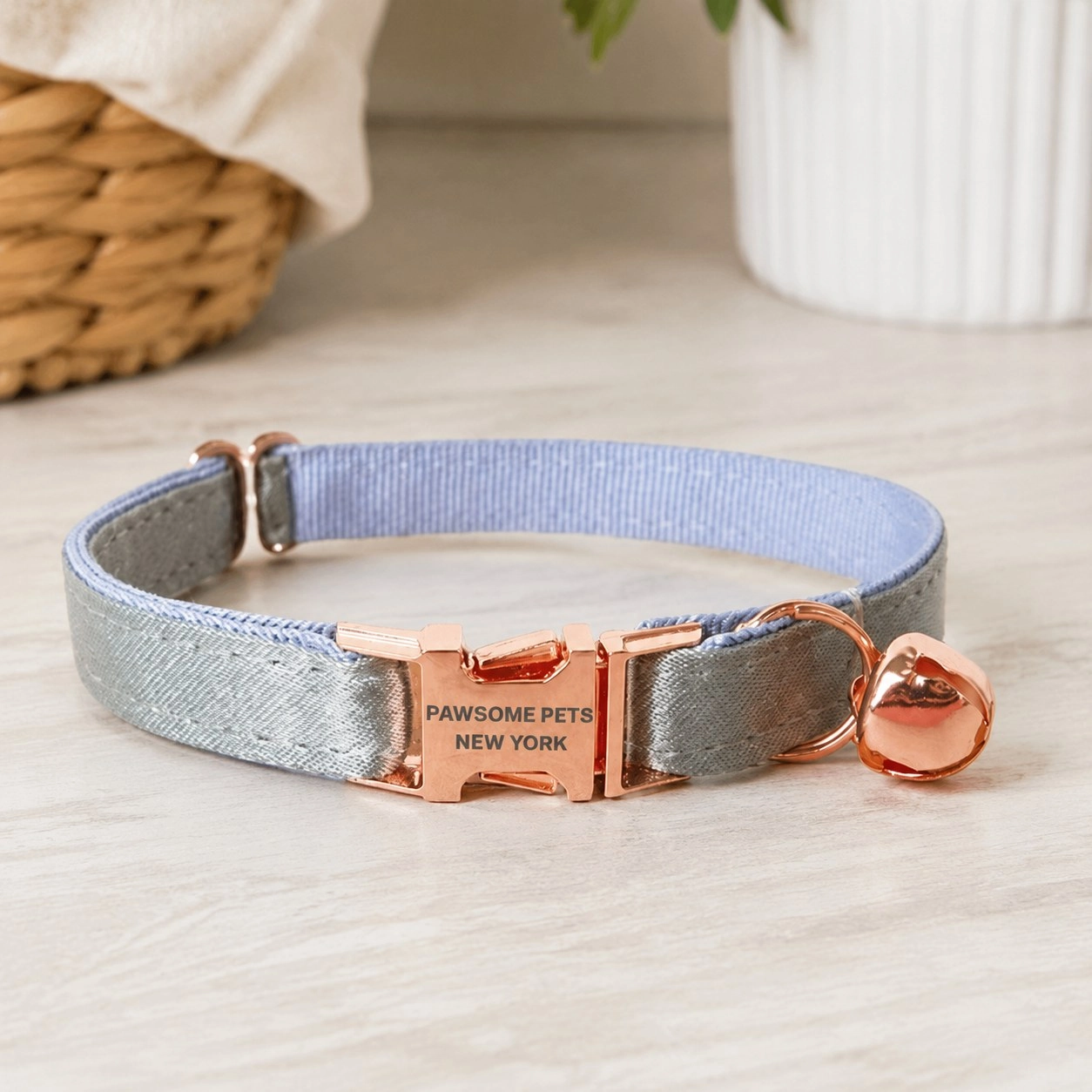 Pawsome Pets New York Petit collier pour chien & chat - Gris bleu argent