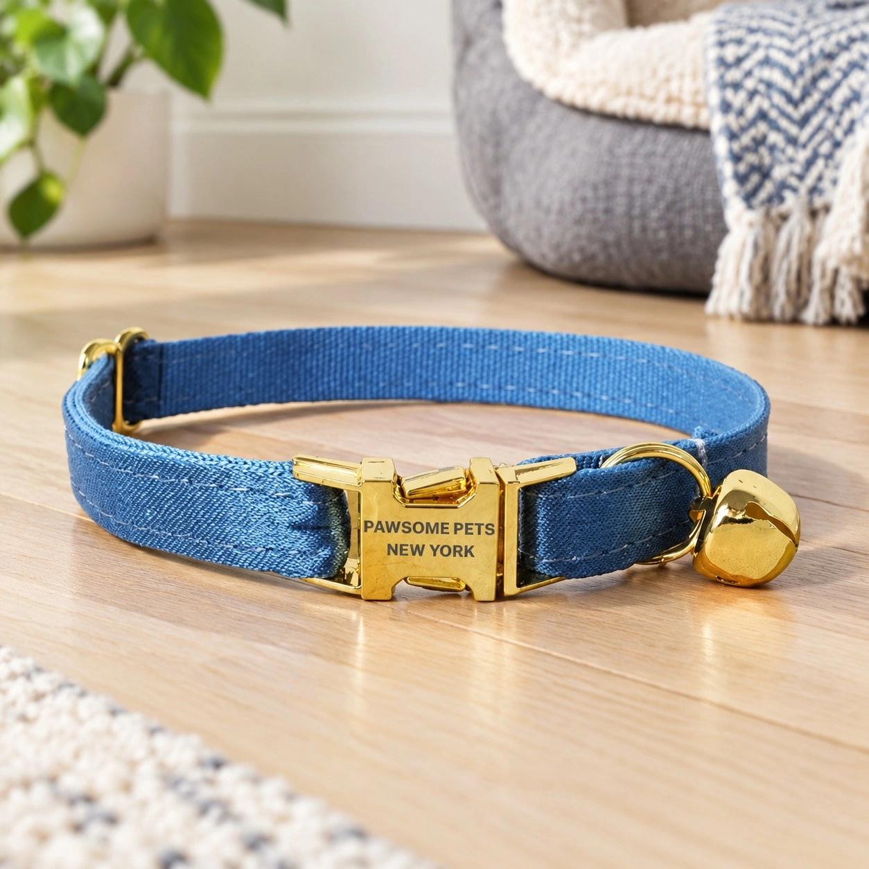 Pawsome Pets New York Petit collier pour chien & chat - Bleu argent
