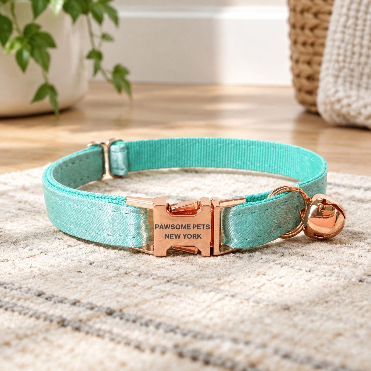 Pawsome Pets New York Petit collier pour chien & chat - Vert menthe argent