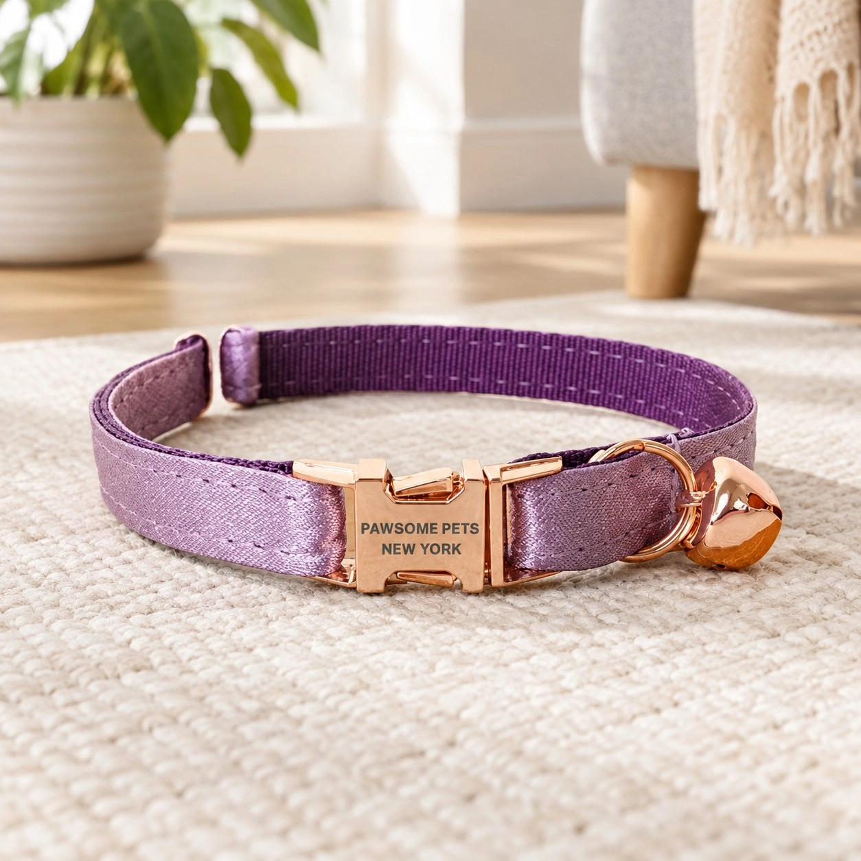 Pawsome Pets New York Petit collier pour chien & chat - Violet argent