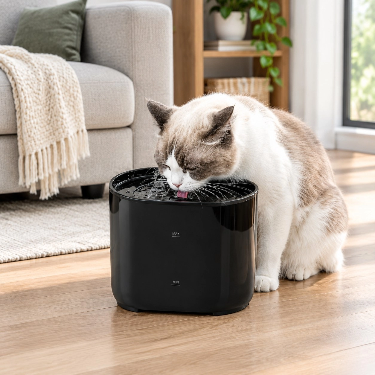 Tm Fontaine à eau intelligente pour animaux alimentée par USB de 2,2 L pour chats et chiens - Noir — Gamelles, distributeurs et fontaines