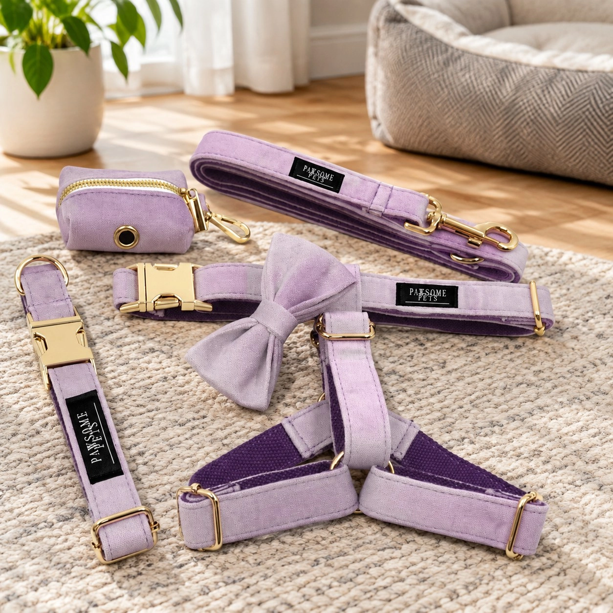 Pawsome Pets New York Ensemble step-in - Violet clair (5 pièces) — Colliers, laisses et harnais