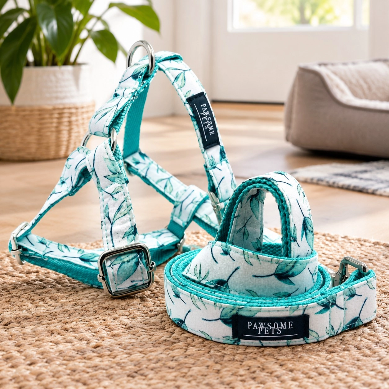 Pawsome Pets New York Bundle harnais step-in - Feuille de menthe (2 pièces) — Colliers, laisses et harnais