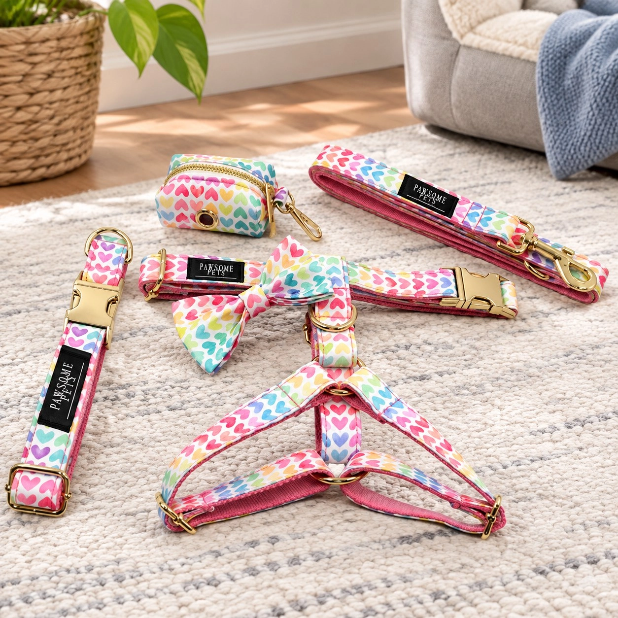 Pawsome Pets New York Ensemble step-in - Rainbow (5 pièces) — Colliers, laisses et harnais