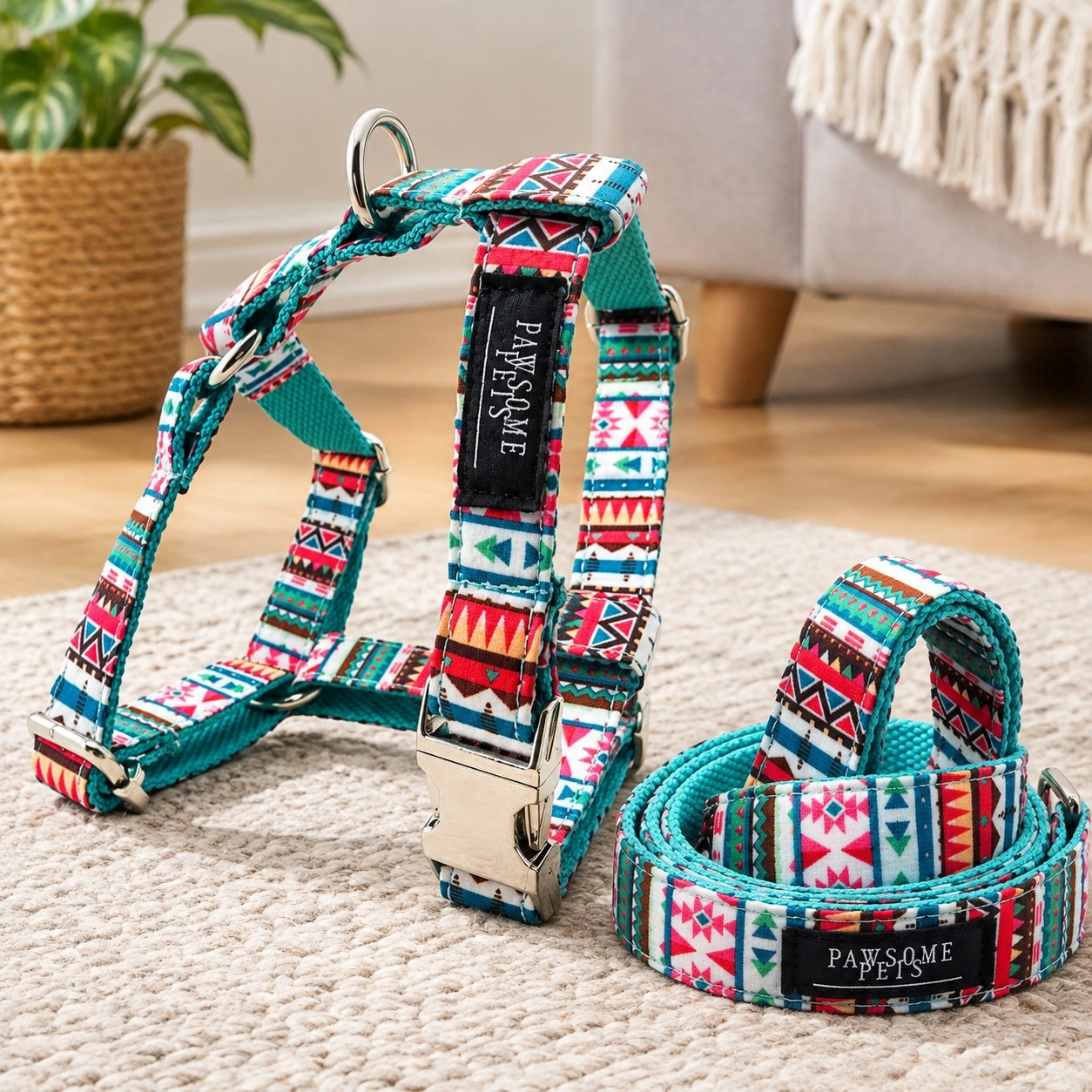Pawsome Pets New York Harnais step-in - Tropical — Colliers, laisses et harnais