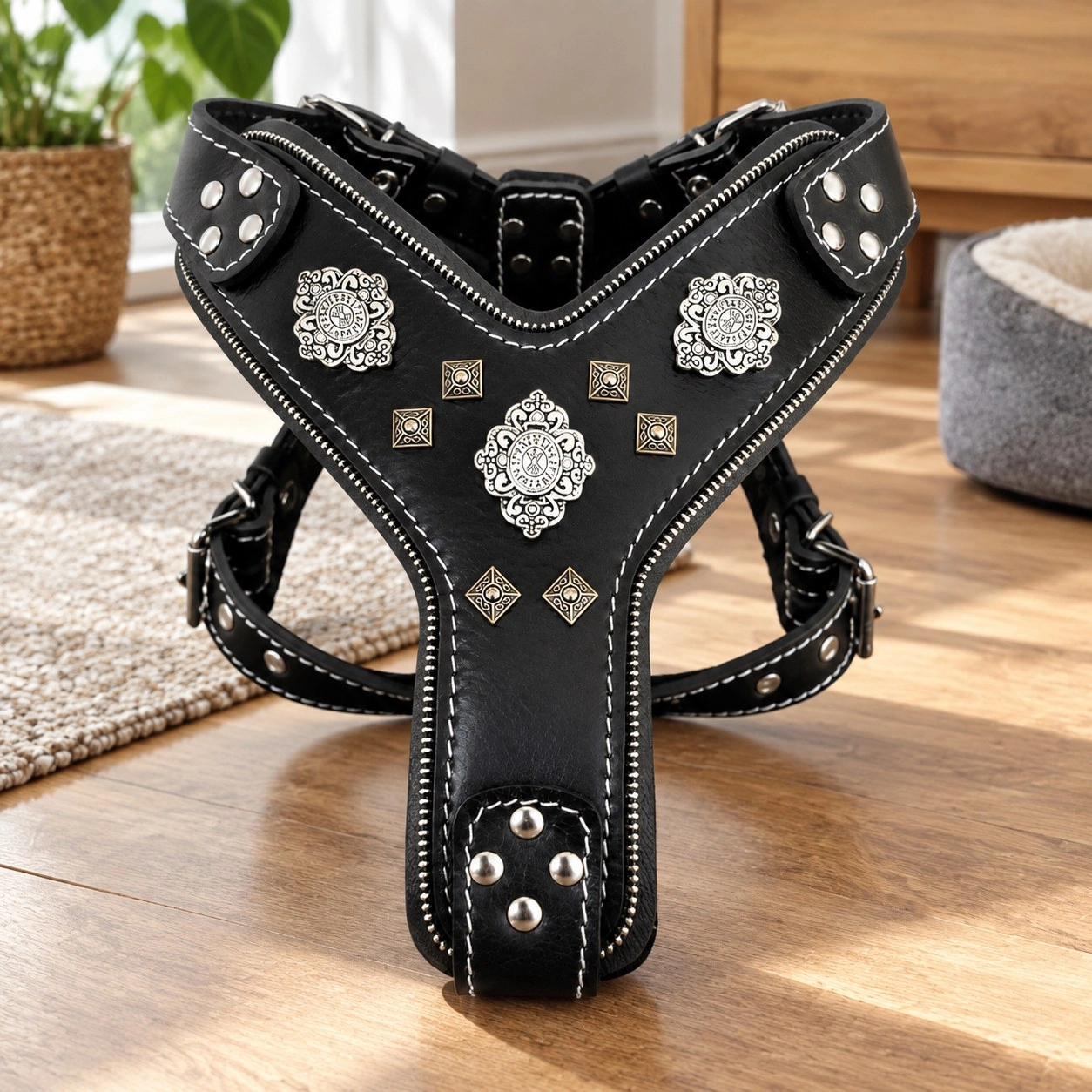 Bestia Le harnais "Aztec" BLACK — Colliers, laisses et harnais