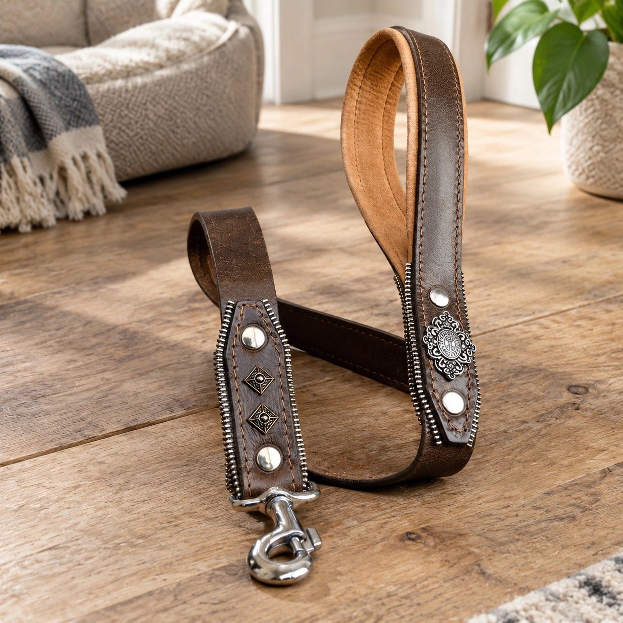 Bestia La laisse marron « Aztec » — Colliers, laisses et harnais