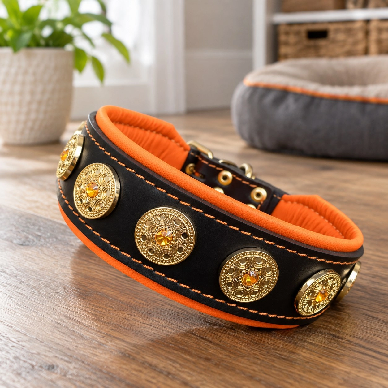 The "Bijou" collar orange — Collars, leads and harnesses