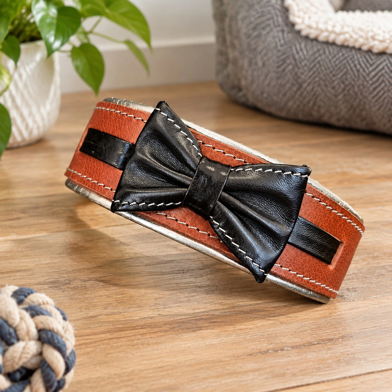 Bestia Le collier "Bowtie" marron — Vêtements pour chiens