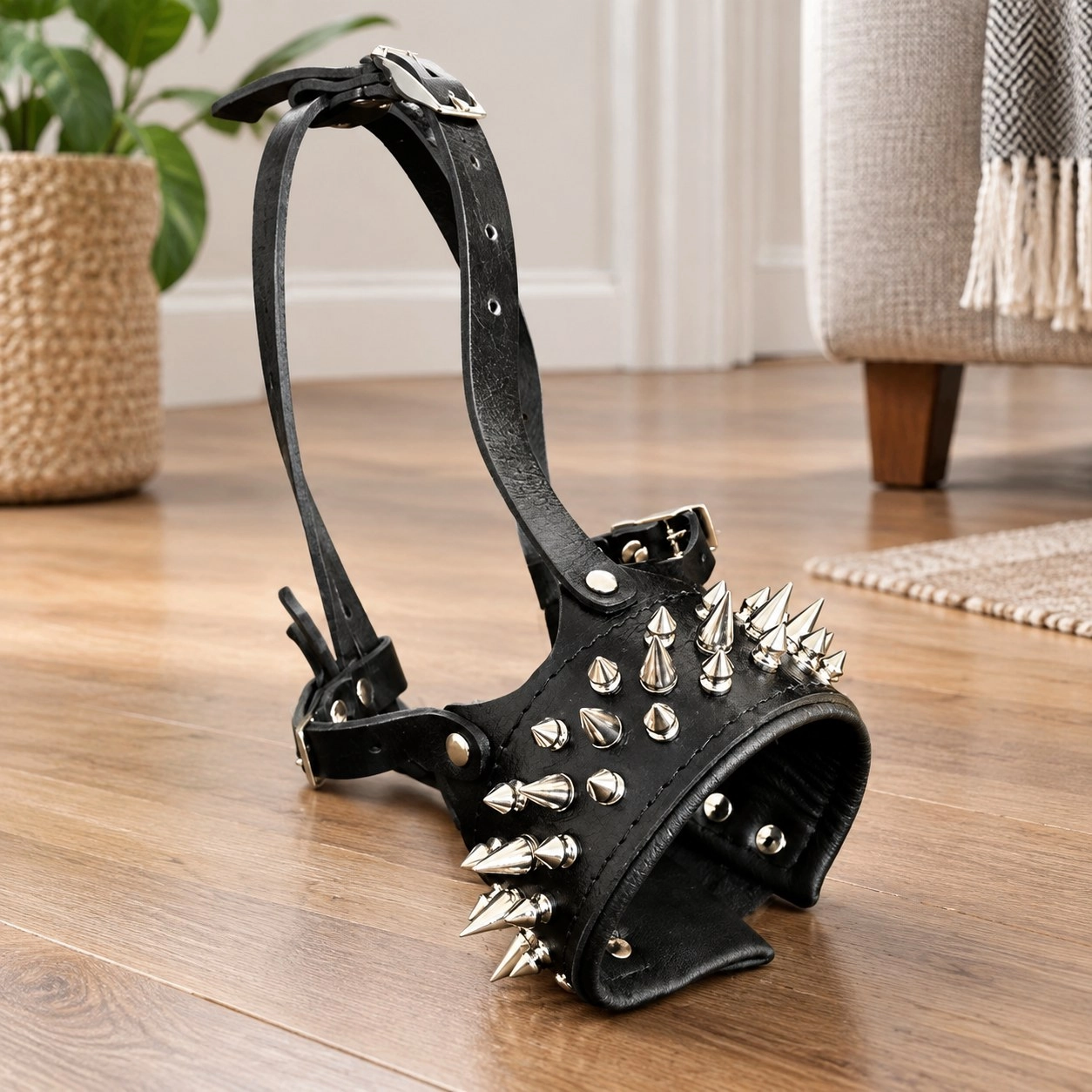 The "Danger" muzzle — Collars, leads and harnesses