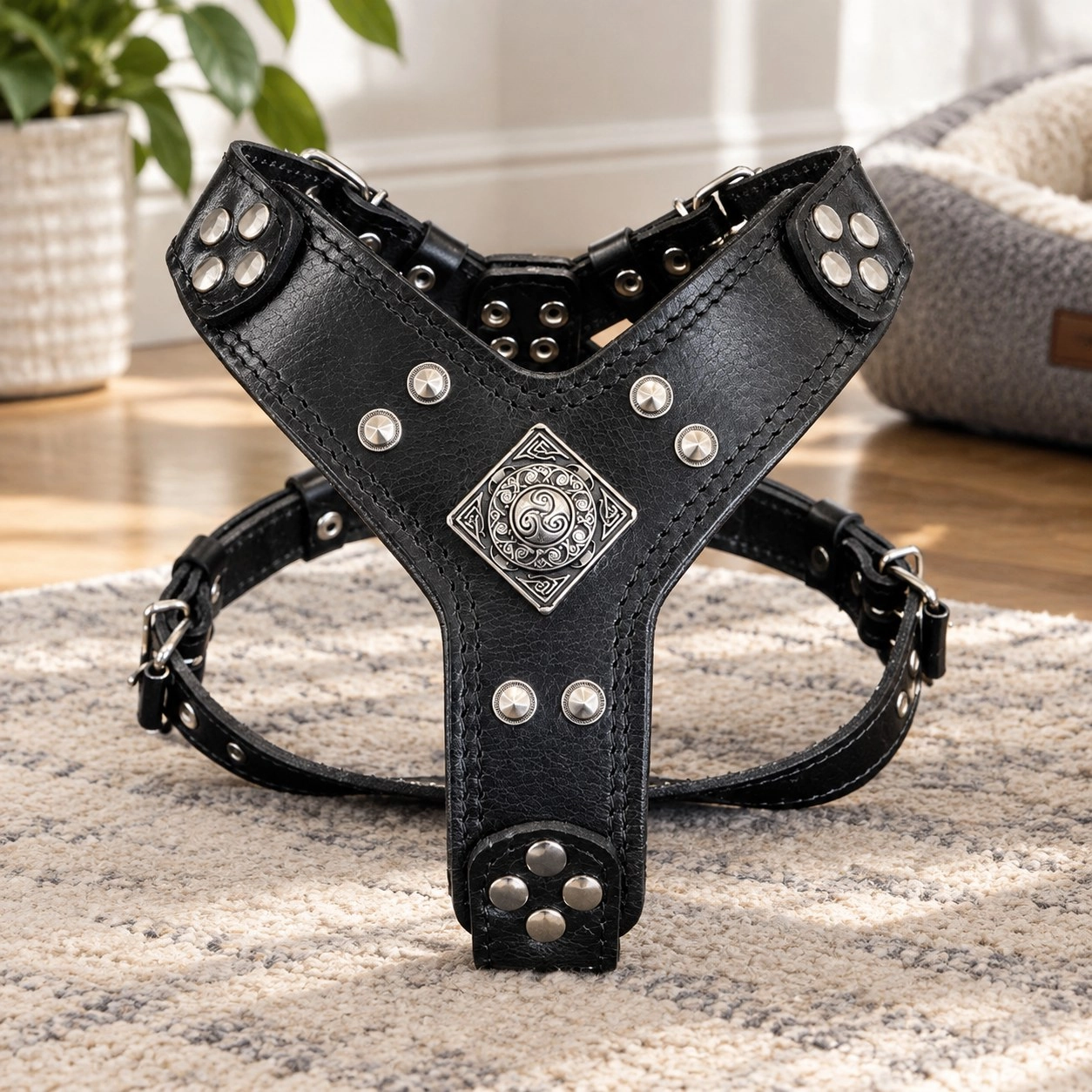 The ''Eros'' harness black Medium Size — Collars, leads and harnesses