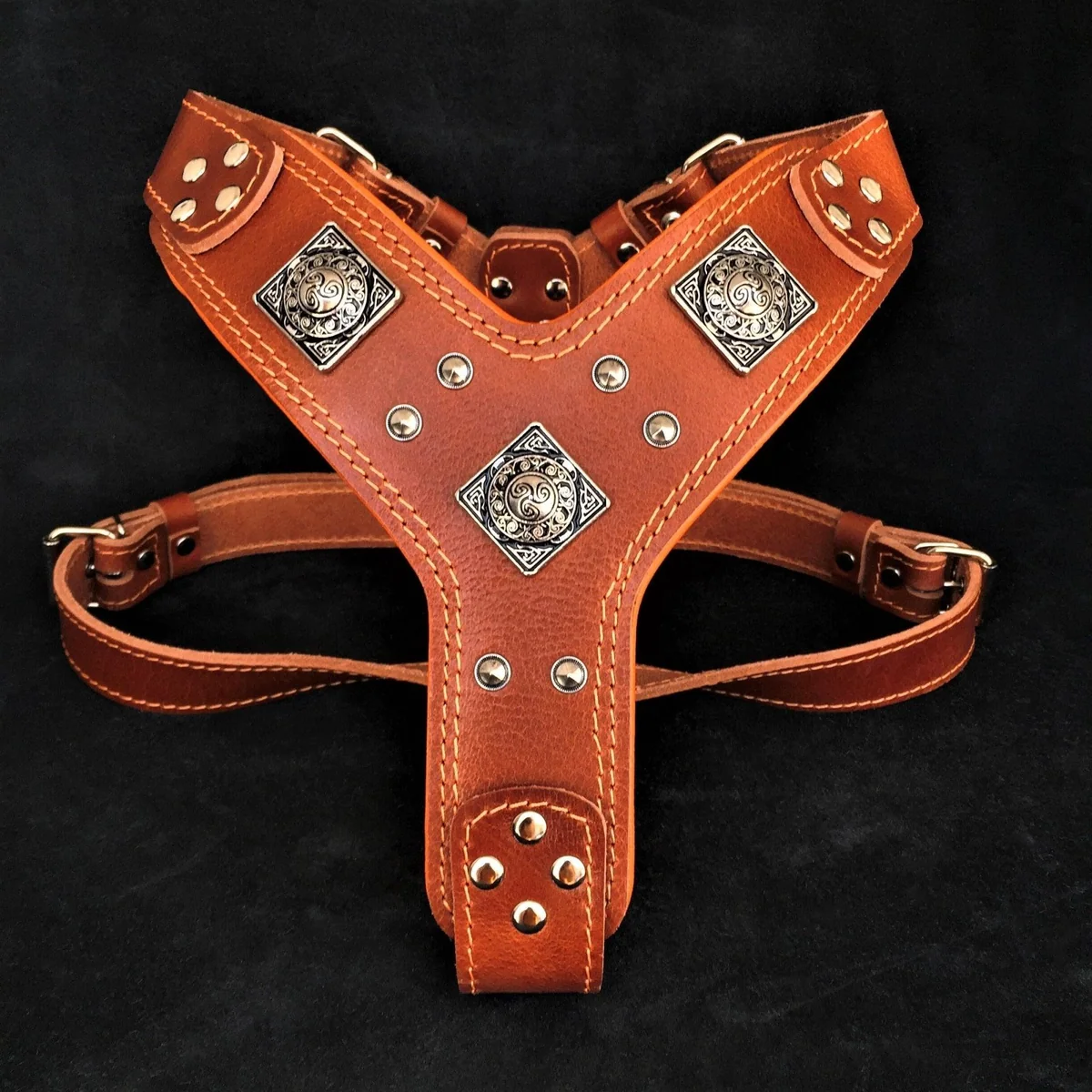 Bestia The "Eros" harness brown — Colliers, laisses et harnais