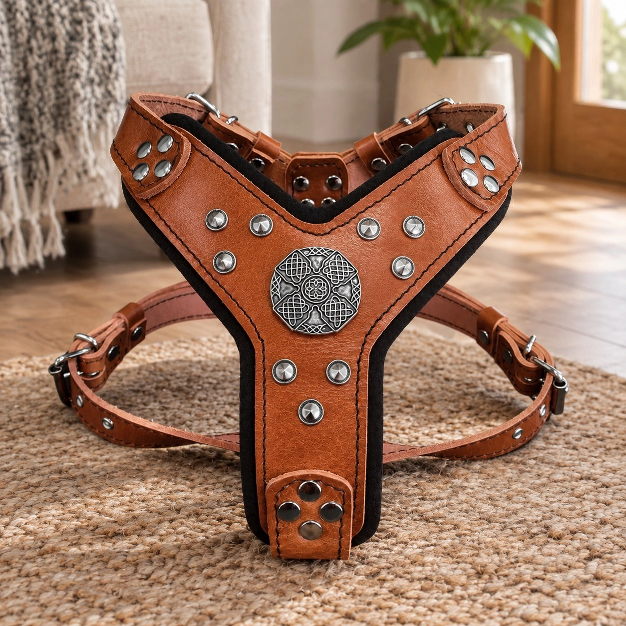 Bestia Le harnais "Maximus" marron & argenté Taille Petite à Moyenne — Colliers, laisses et harnais