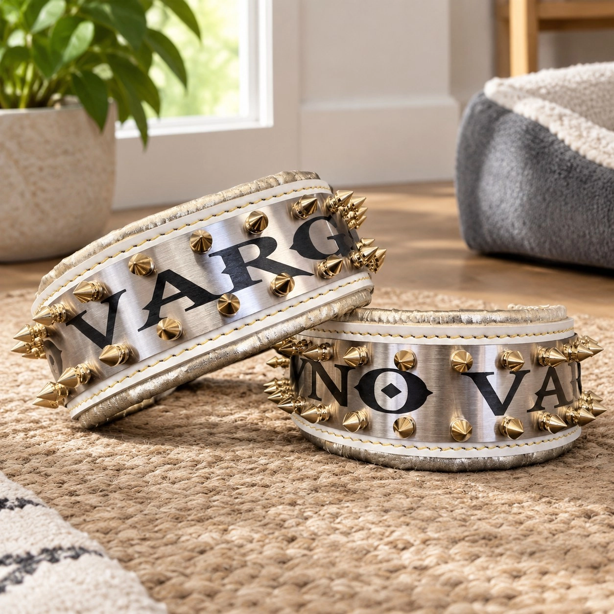 Bestia Le collier "Metal" Blanc & Or - personnalisé !