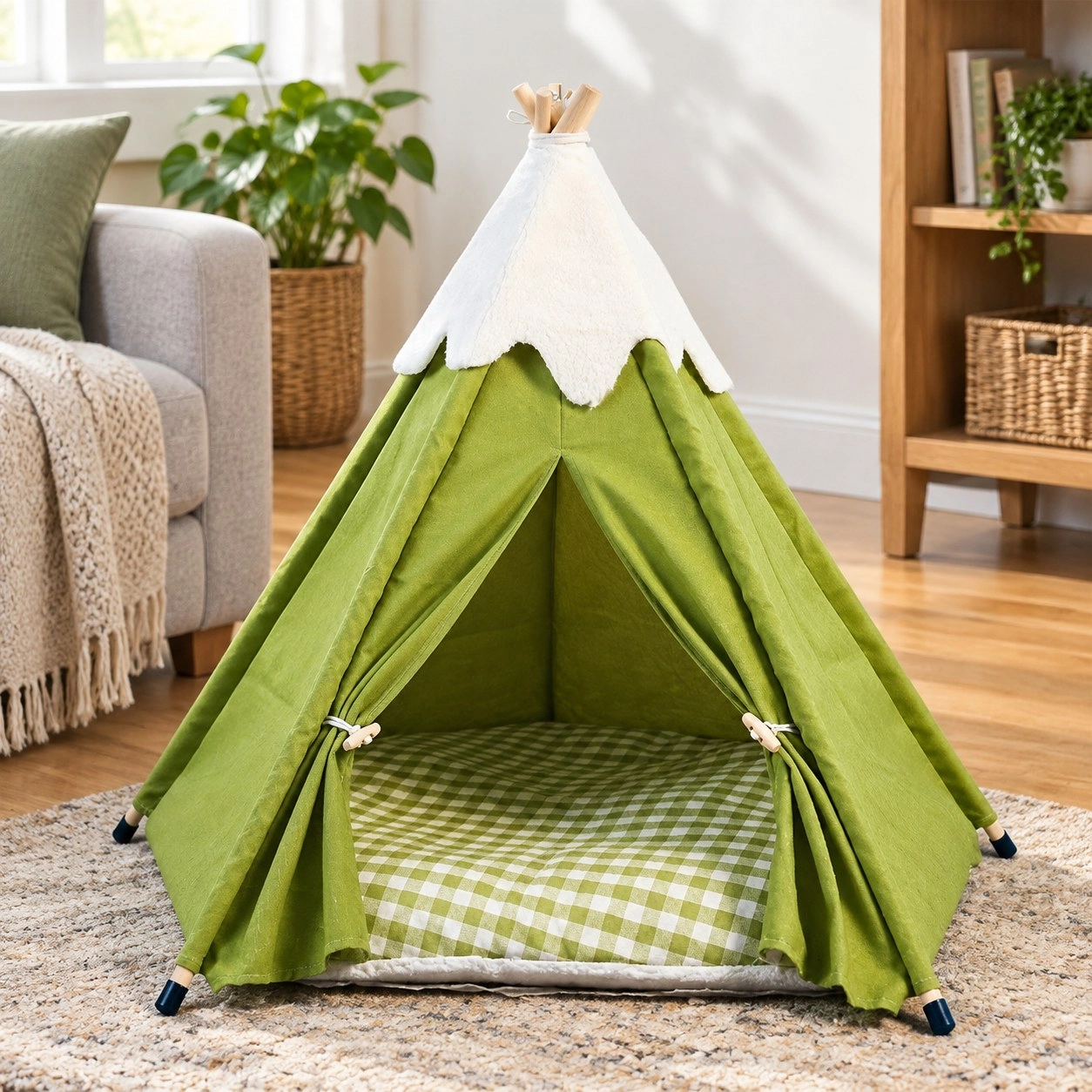 Tm Tente Villa pour chat en bois avec lit — Arbres à chat et griffoirs
