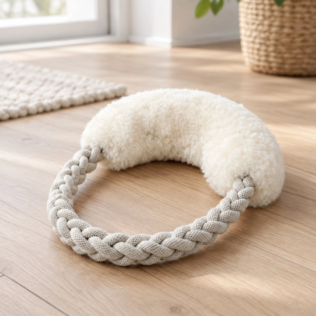 MellowConceptStore Jouet à tirer en boucle de laine - Blanc