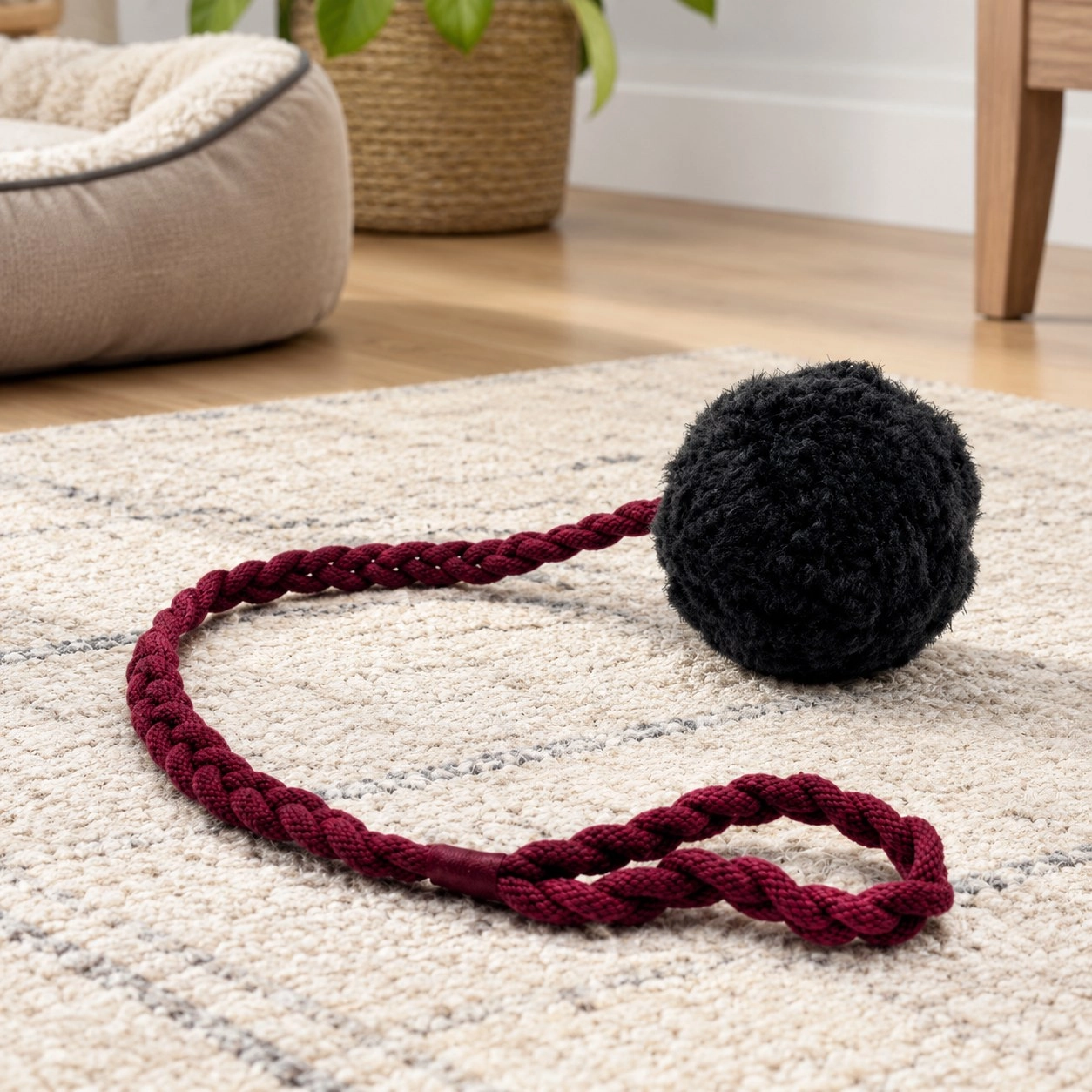 MellowConceptStore Jouet à tirer pompon en laine - Noir