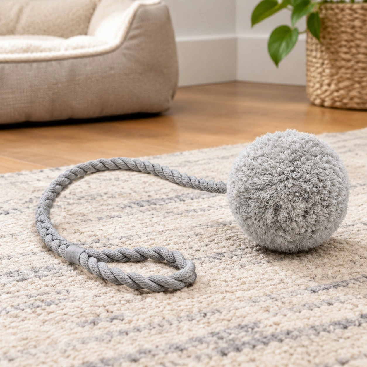 MellowConceptStore Jouet d'attrape en pompon de laine - Gris