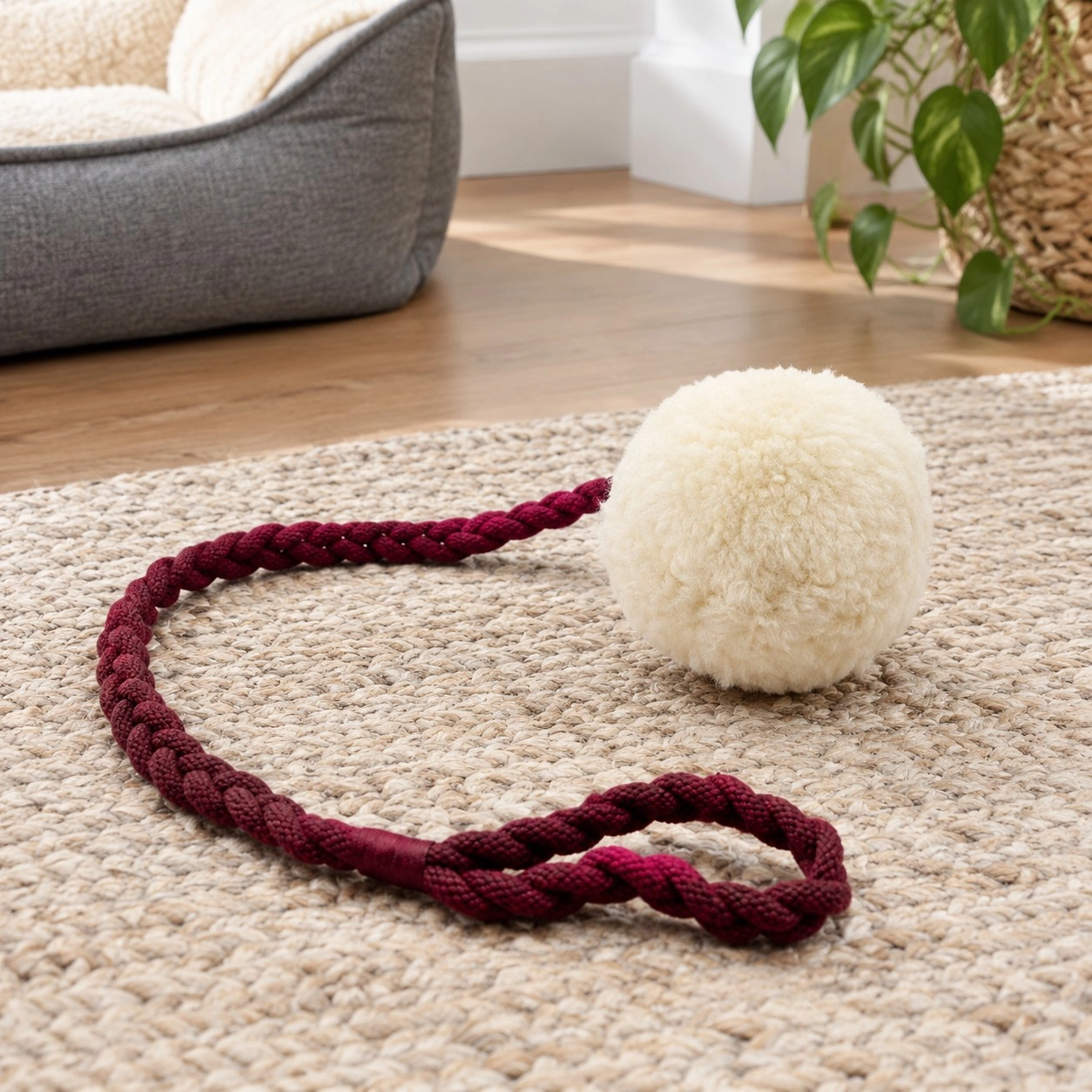 MellowConceptStore Jouet d'attrape en pompon de laine - Blanc