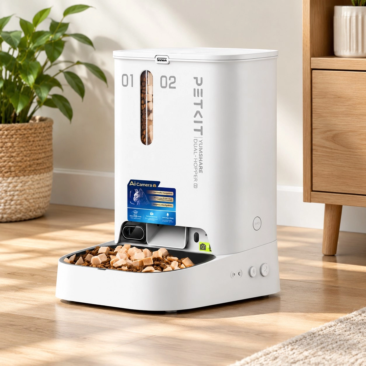 Petkit Europe Distributeur de nourriture automatique YumShare Dual-hopper 2 avec caméra — Gamelles, distributeurs et fontaines