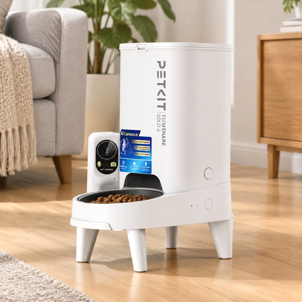 Petkit Europe Distributeur de nourriture automatique YumShare Solo 2 avec caméra — Gamelles, distributeurs et fontaines